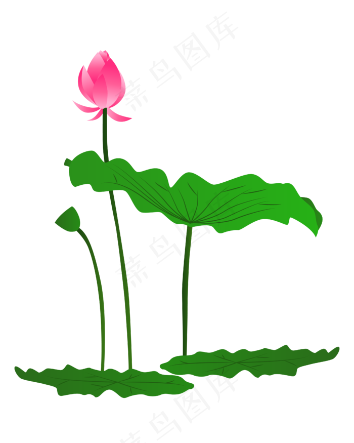 矢量卡通粉色莲花