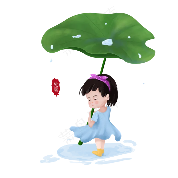 处暑商用少女撑荷叶作品24二十(2000X2000(DPI:200))psd模版下载