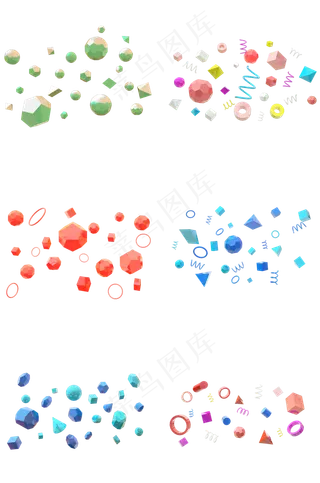 C4D卡通彩色糖果色悬浮颗粒素材合