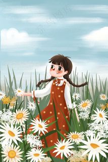 春天春季女孩花海浪漫唯美小清新花季少女