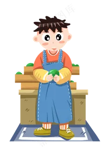 清明节吃青团男孩