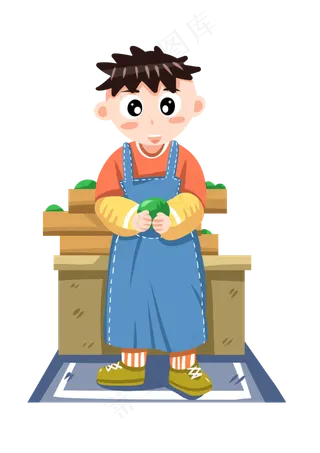 清明节吃青团男孩