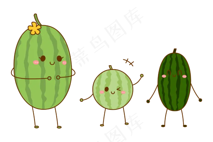 卡通西瓜拟人免抠图(3000*2000px 300 dpi )eps,ai矢量模版下载