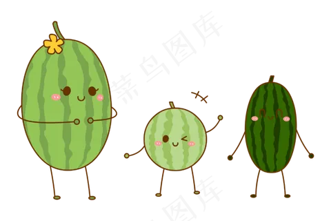 卡通西瓜拟人免抠图