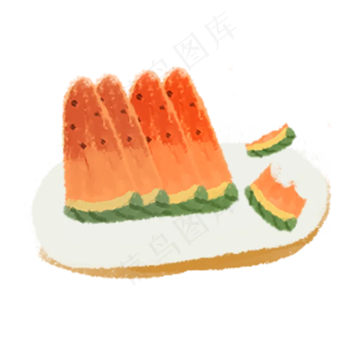一碟切好的西瓜水果免扣图(2000X2000(DPI:300))psd模版下载