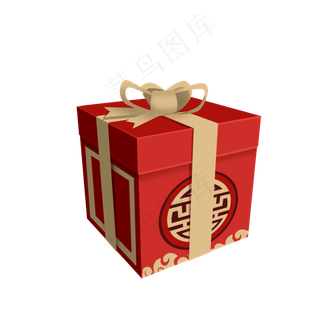 精致手绘花纹礼物盒PSD透明底,免抠元素