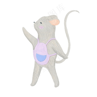 背着书包上学的卡通小老鼠