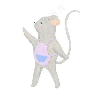 背着书包上学的卡通小老鼠