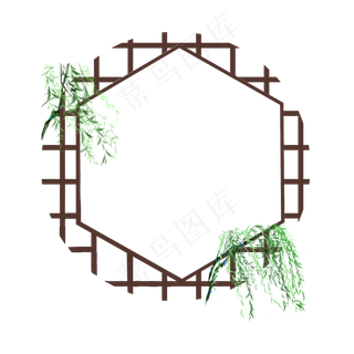 手绘植物复古边框,免抠元素