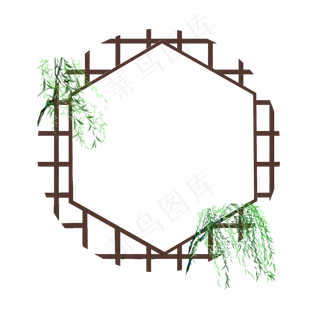 手绘植物复古边框,免抠元素