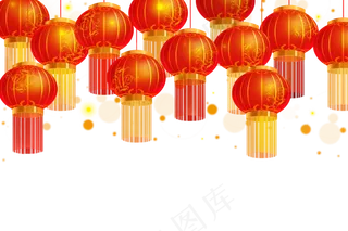 新年快乐大红灯笼,免抠元素