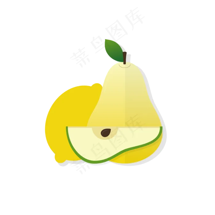 梨子柠檬水果元素ai矢量模版下载