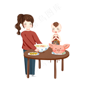 二月二吃猪头肉龙须面习俗透明底,免抠元素