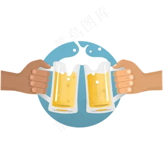 俄罗斯世界杯黄色卡通酒吧干杯啤,免抠元素