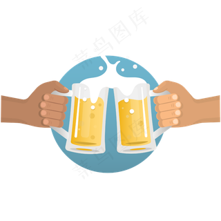 俄罗斯世界杯黄色卡通酒吧干杯啤,免抠元素