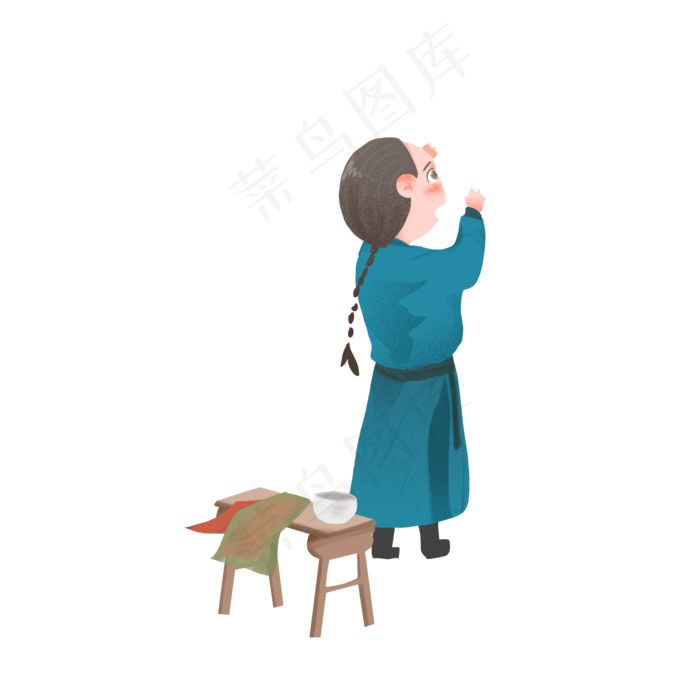 春节贴字的古代男子人物背影设计,免抠元素(2000X2000(DPI:150))psd模版下载