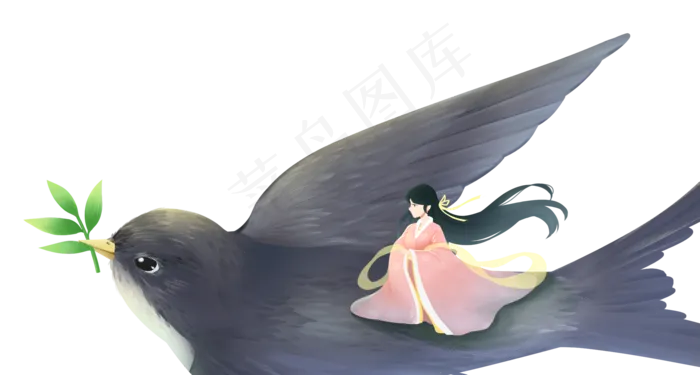 古风女子与燕子迎春(2097X1124(DPI:300))psd模版下载