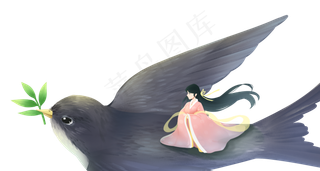 古风女子与燕子迎春