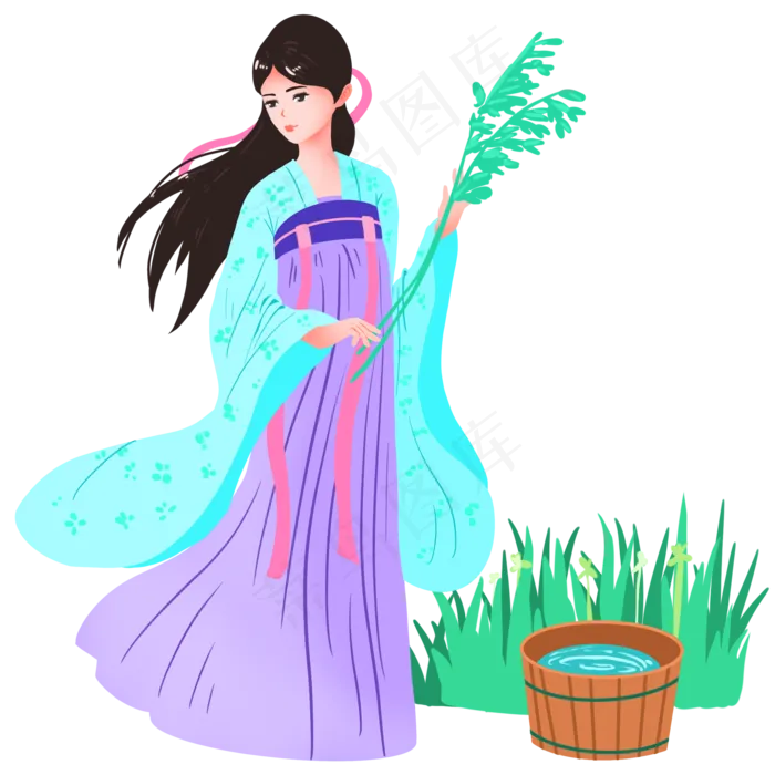 端午节漂亮的小女孩(2048X2048(DPI:300))psd模版下载