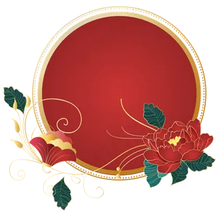 国潮花朵边框,免抠元素