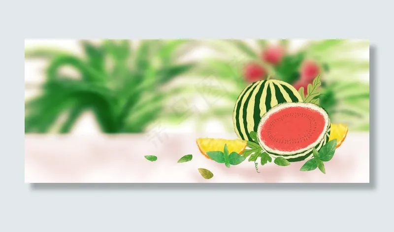 夏日降暑清凉饮料水果(1920*800px 	       )psd模版下载