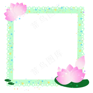 矢量绿色荷花边框元素