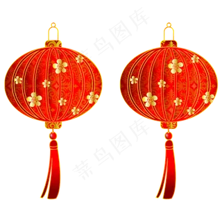 红色新年灯笼装饰,免抠元素
