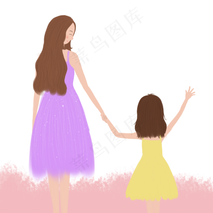 大手拉小手表白母亲节手绘插画免