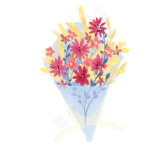 手绘水彩花束素材