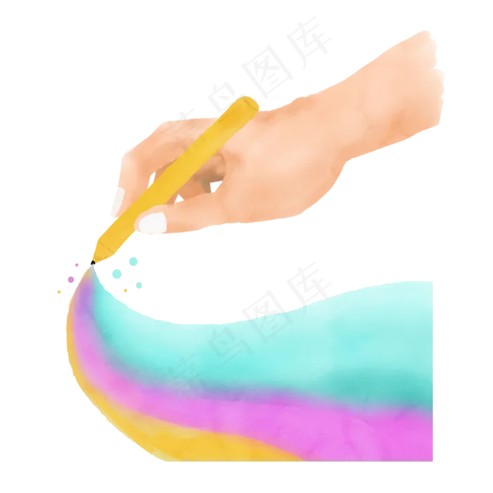 卡通浓厚的水墨风格的手画彩虹,免抠元素ai矢量模版下载