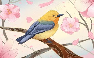 创意春分小鸟明信片