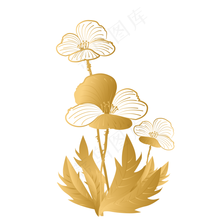 创意矢量金色花虞美人(2030X2552(DPI:300))ai矢量模版下载