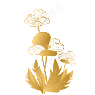 创意矢量金色花虞美人