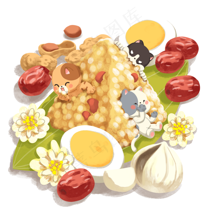 端午节吃粽子插画