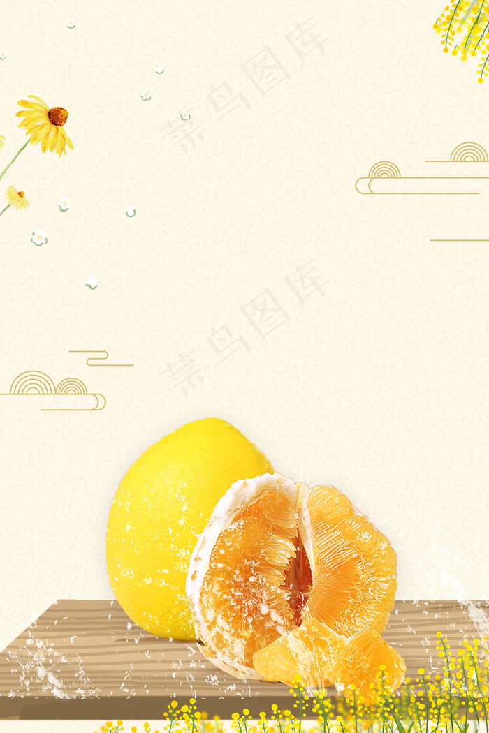 创意绿色有机水果柚子PSD分层(3545*5315px 	      )psd模版下载