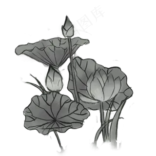 古风古典风格中国风水墨风荷花矢