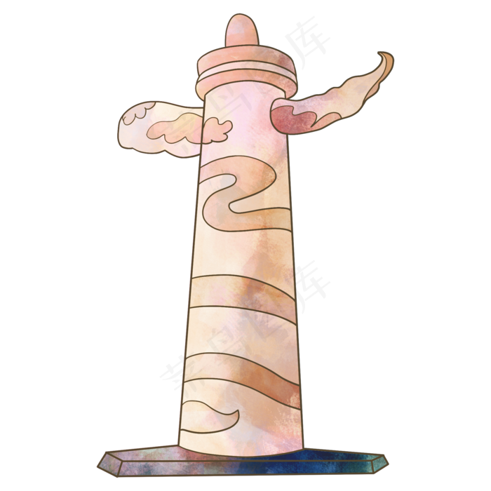 圆形花纹华表