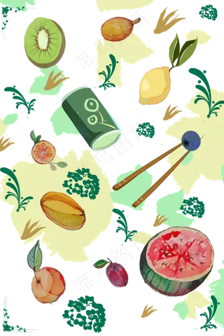 水果印花水果底纹夏日,免抠元素