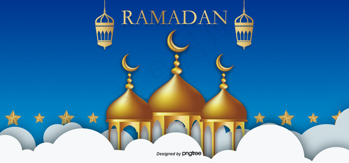 斋月城堡灯笼白云背景