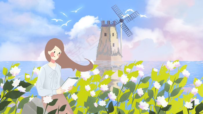 女孩五一唯美花海出游