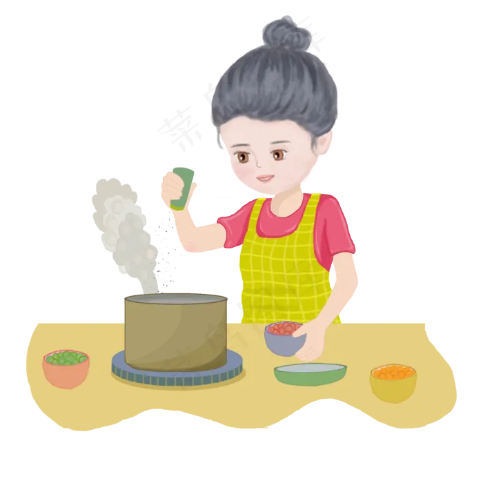正在厨房做饭的妈妈,免抠元素(2000X2000(DPI:300))psd模版下载