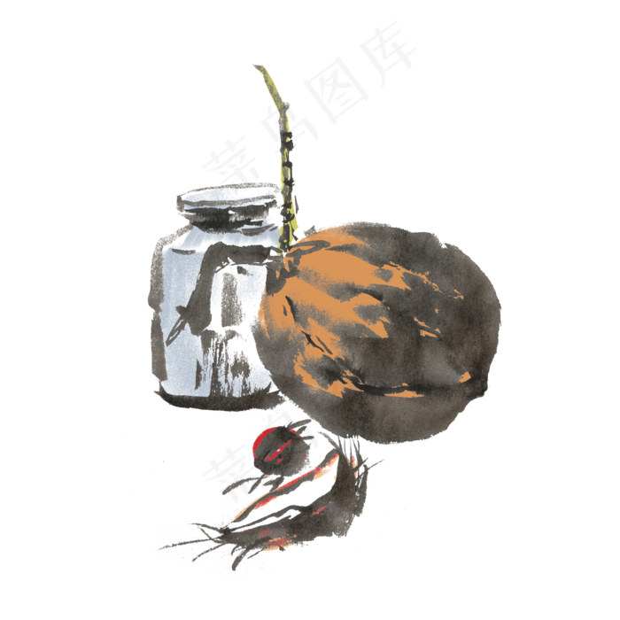 椰子椰子汁手绘插画