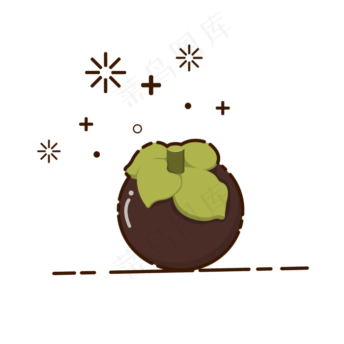 手绘矢量MBE风格水果山竹