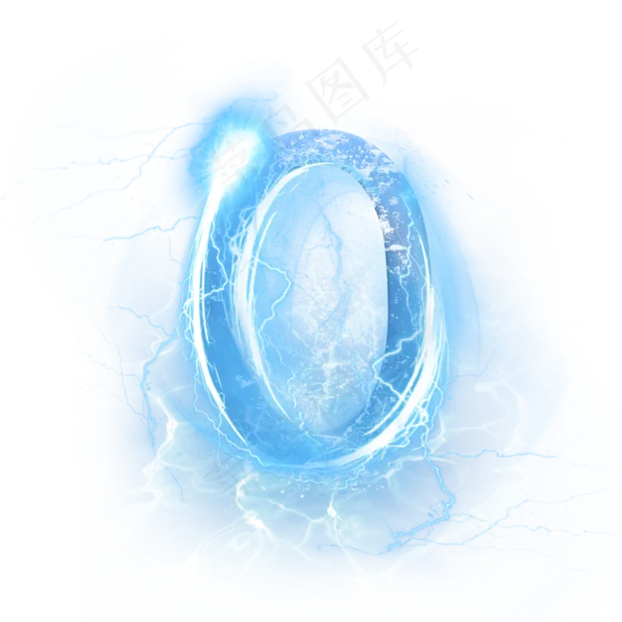 蓝色水晶电水数字0(3000*3000px 	      )psd模版下载