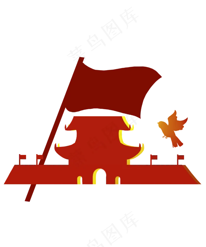建军节红色国旗(2480X2979(DPI:300))psd模版下载