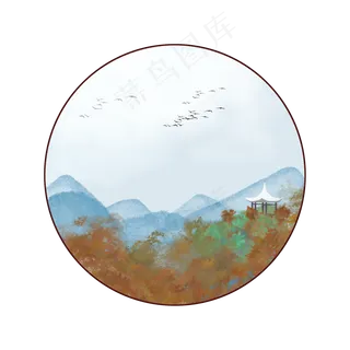 大雁古亭风景边框