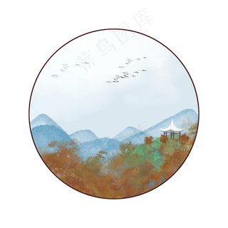 大雁古亭风景边框