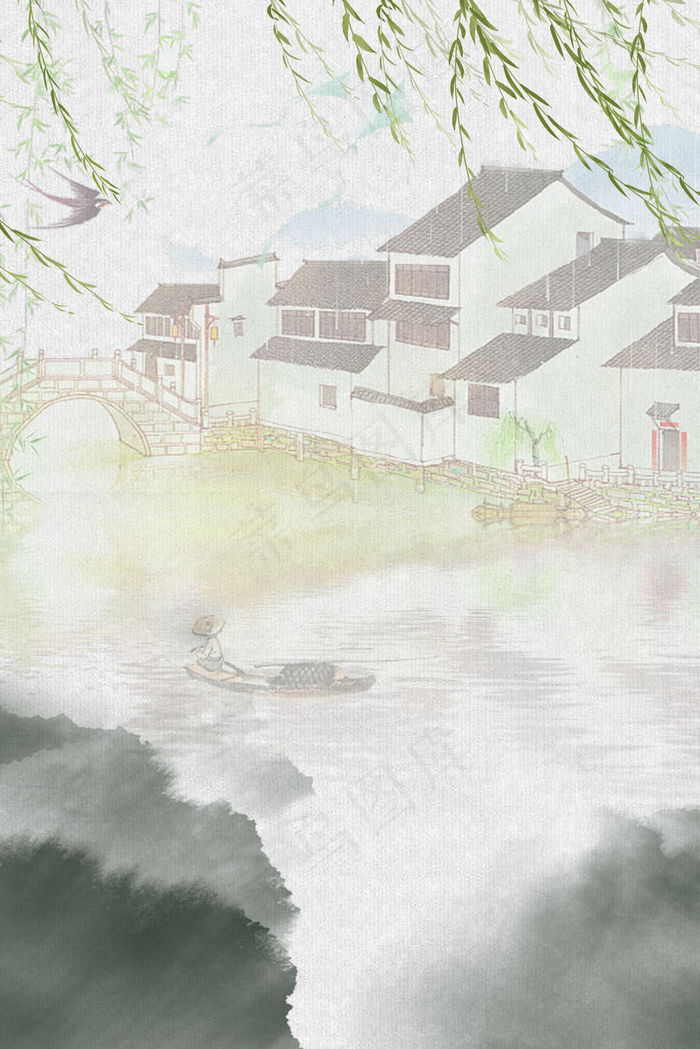 清明节中国文艺水墨风背景