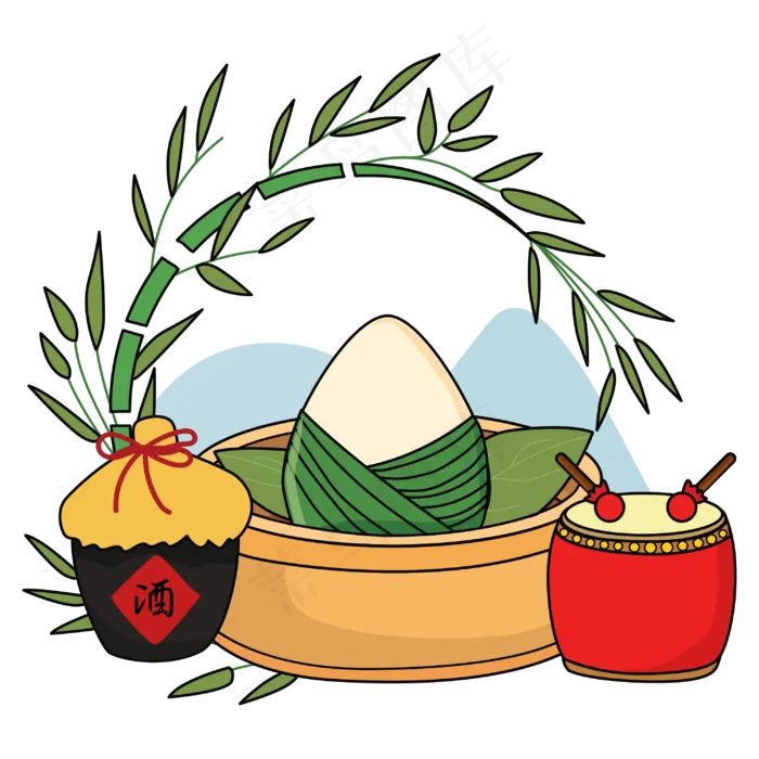 竹叶粽子端午矢量图(5000X8000(DPI:300))ai矢量模版下载