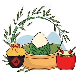 竹叶粽子端午矢量图